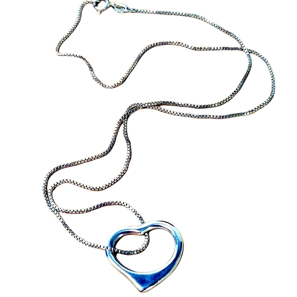 Sterling Silver Freeform Heart Pendant Necklace